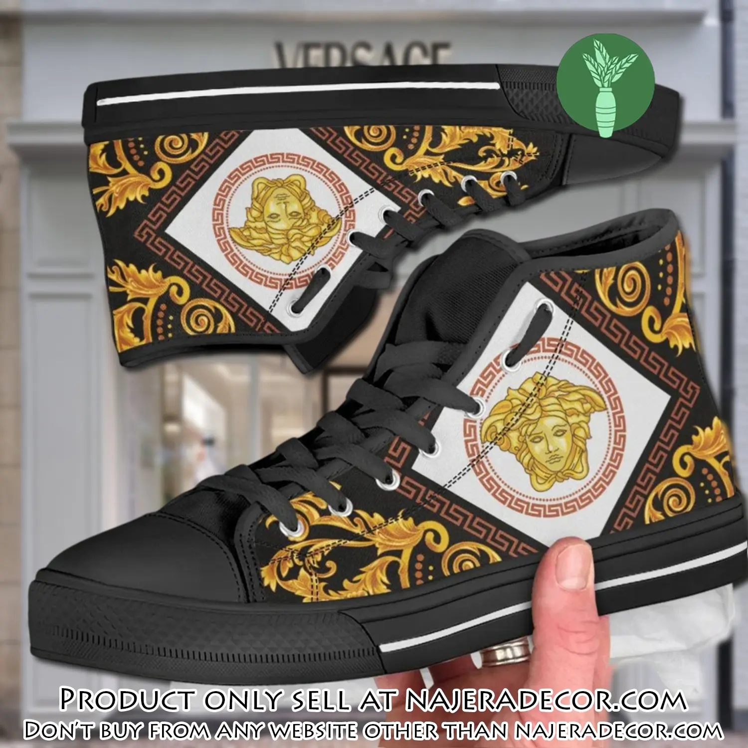 Versace logo medusa high top canvas shoes luxury brand gifts for men women njr2259897